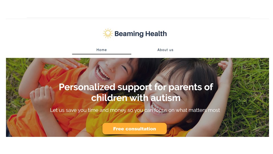 The initial version of the Beaming Health home page.